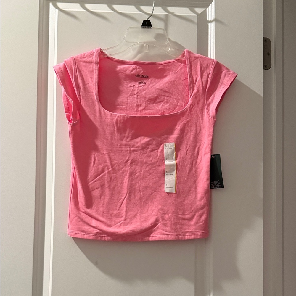Wild Fable Bright Pink Square Neck Crop Top